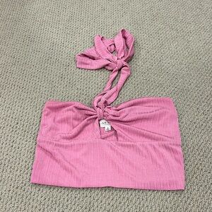 Pink Tube Top With Halter Neck